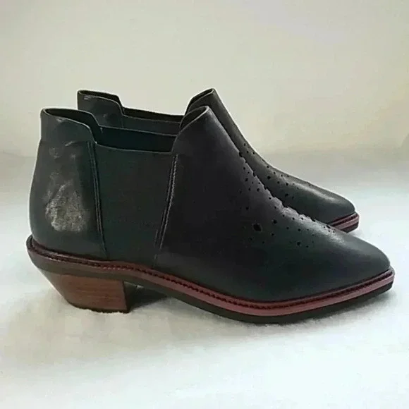 kelsi Dagger perforated black  leather booties - Picture 3 of 10